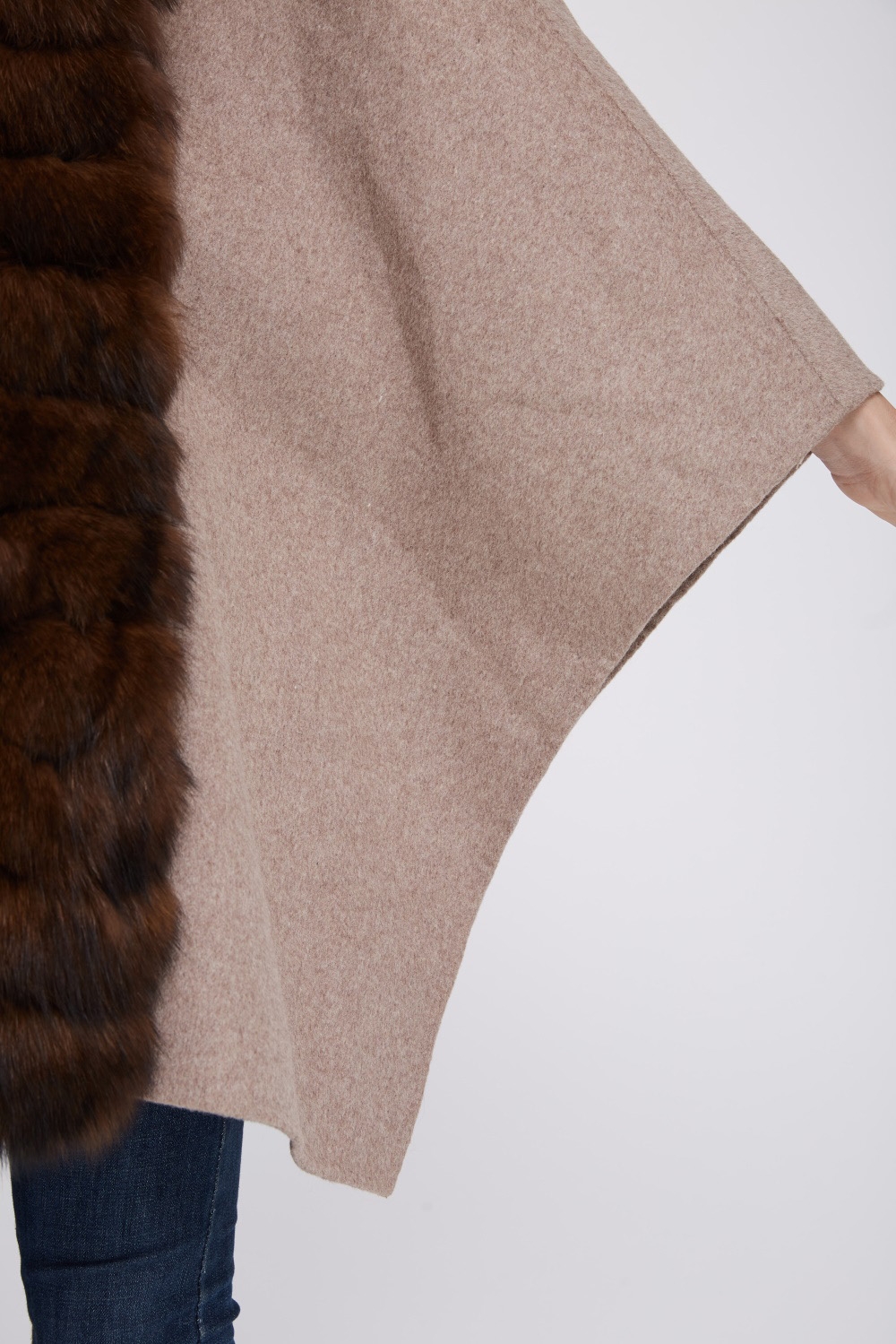 Cashmere Cape with Fox Fur Trim 241 Details 3