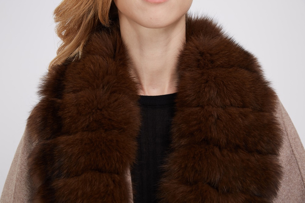 Cashmere Cape with Fox Fur Trim 241 Details 1