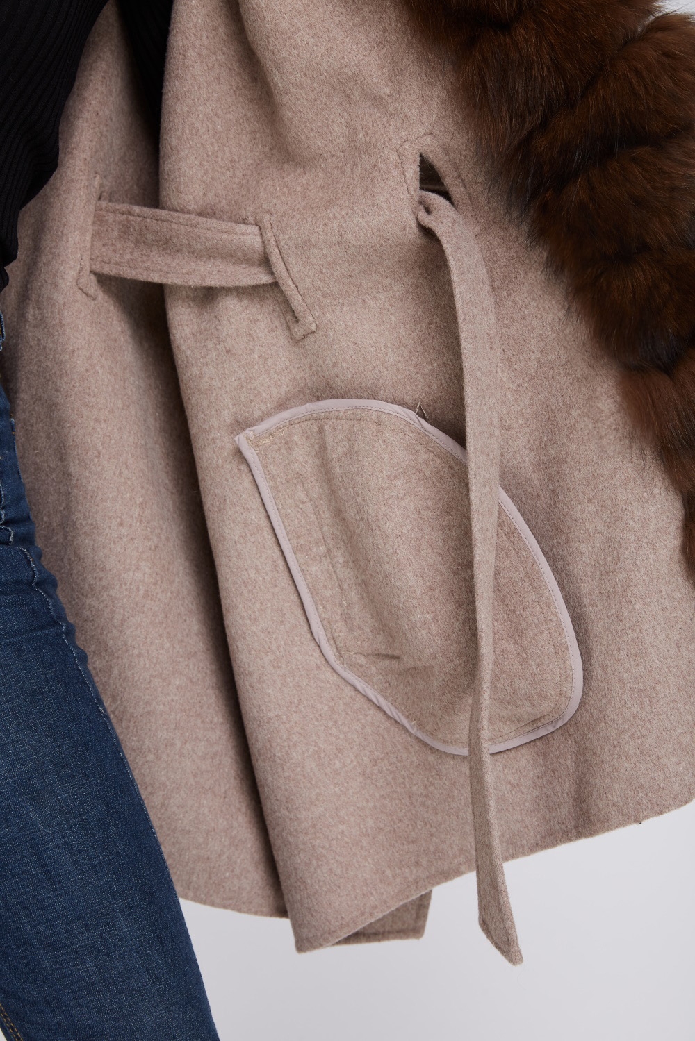 Cashmere Cape with Fox Fur Trim 241 Details 6