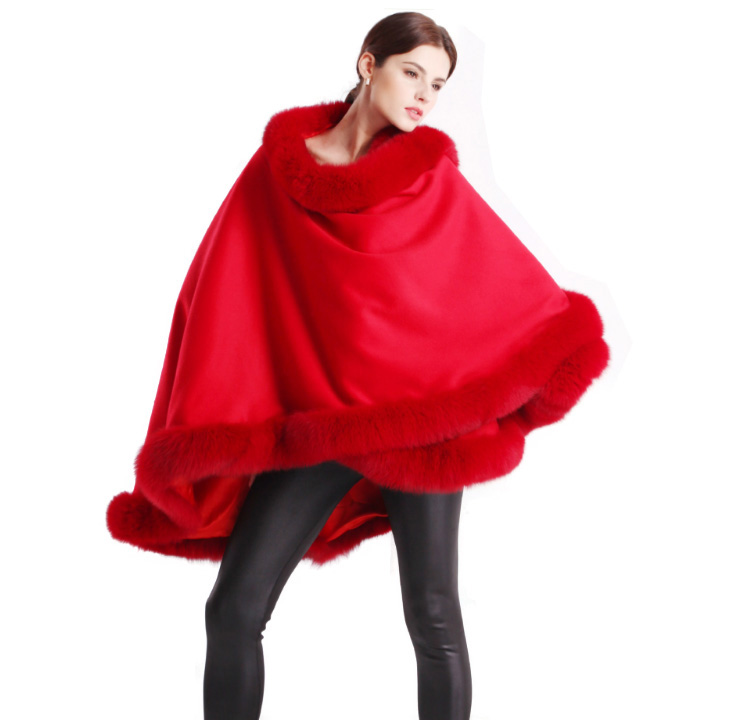 Cashmere Cape with Fox Fur Trim 663-2