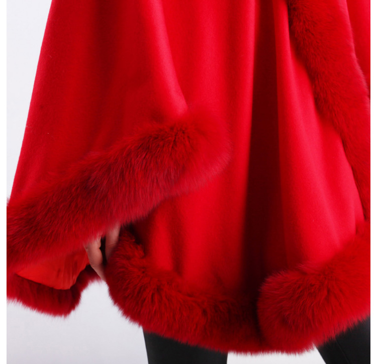 Cashmere Cape with Fox Fur Trim 663-4