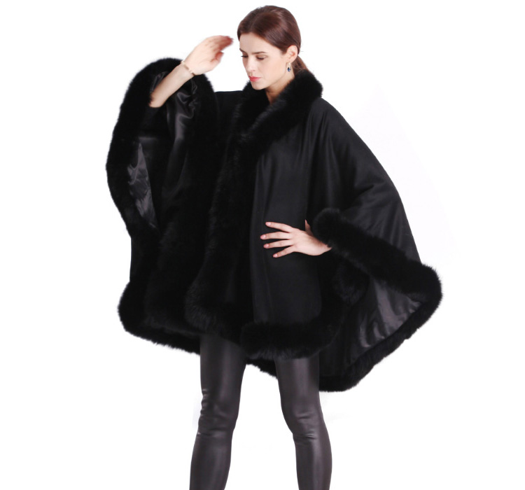 Cashmere Cape with Fox Fur Trim 663-5