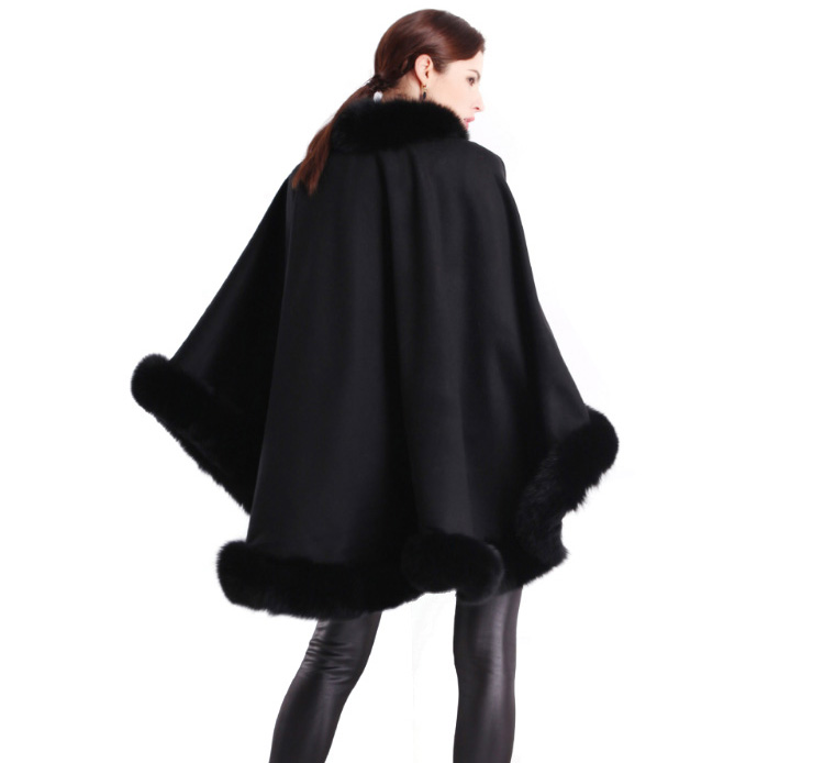 Cashmere Cape with Fox Fur Trim 663-6