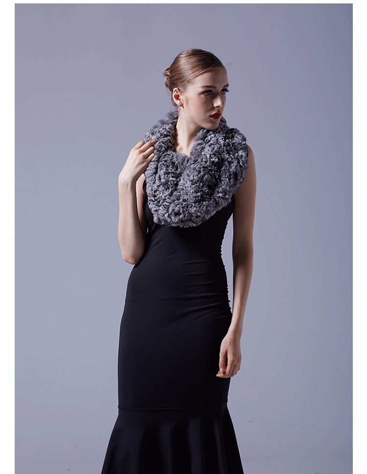 Chinchilla Fur Knitted Capelet 044 Details 3