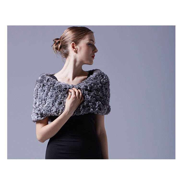 Chinchilla Fur Knitted Capelet 044 Details 4