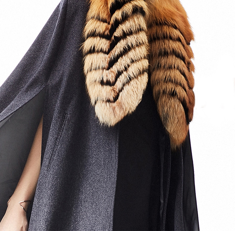 Cashmere Cape with Golden Island Fox Fur Collar 299-2