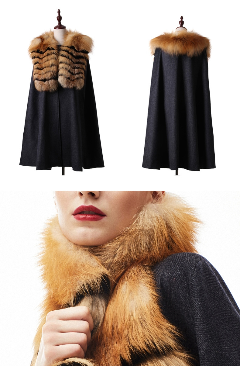 Cashmere Cape with Golden Island Fox Fur Collar 299-1