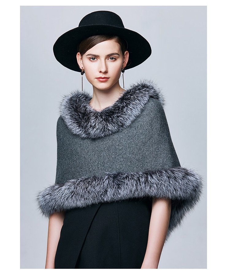 Fox Fur Trimmed Capelet 332-7