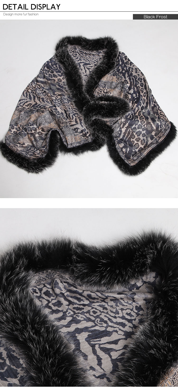 Wowen's Printed Cape with Fully Real Fox Fur triming 8
