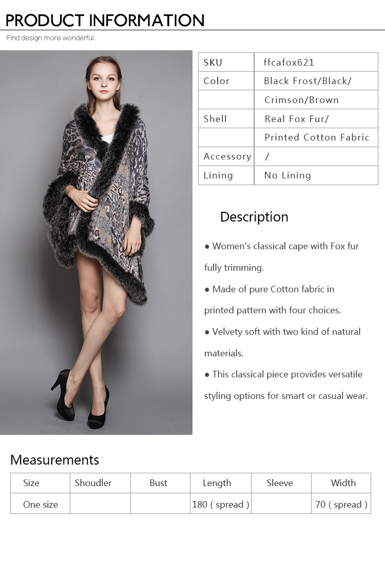 Wowen's Printed Cape with Fully Real Fox Fur triming 3