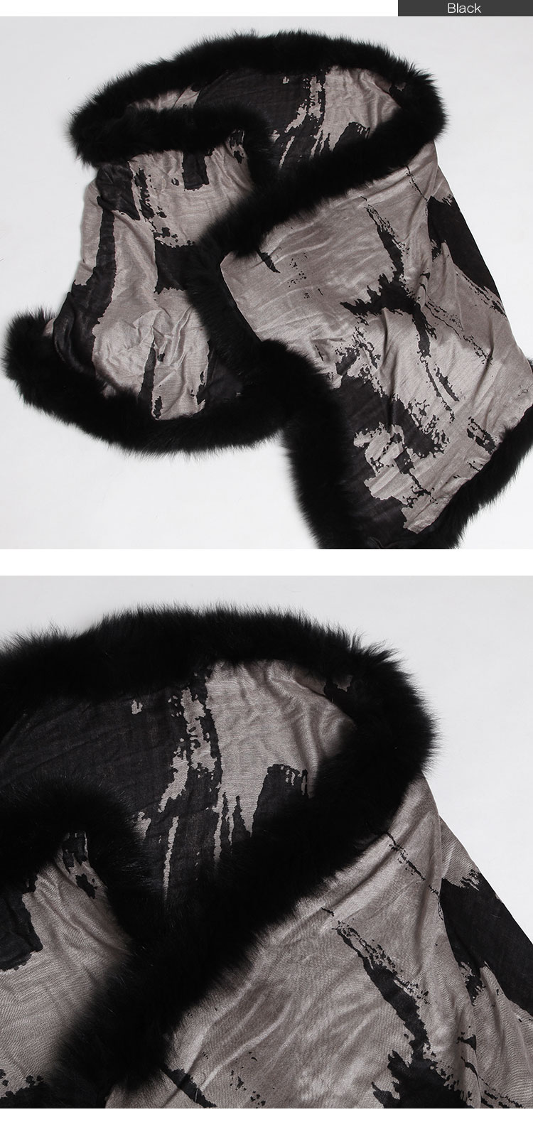 Wowen's Printed Cape with Fully Real Fox Fur triming 9