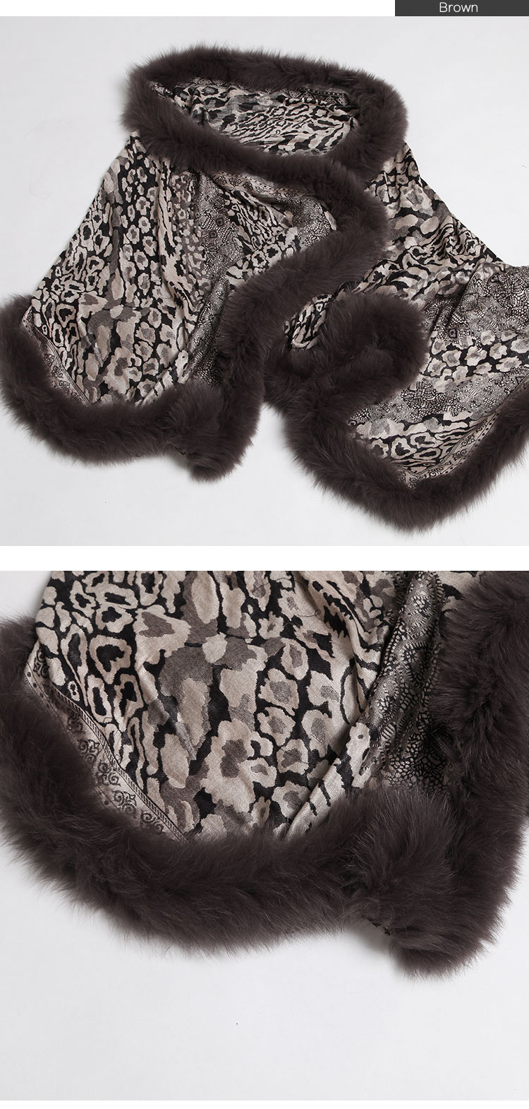 Wowen's Printed Cape with Fully Real Fox Fur triming 11