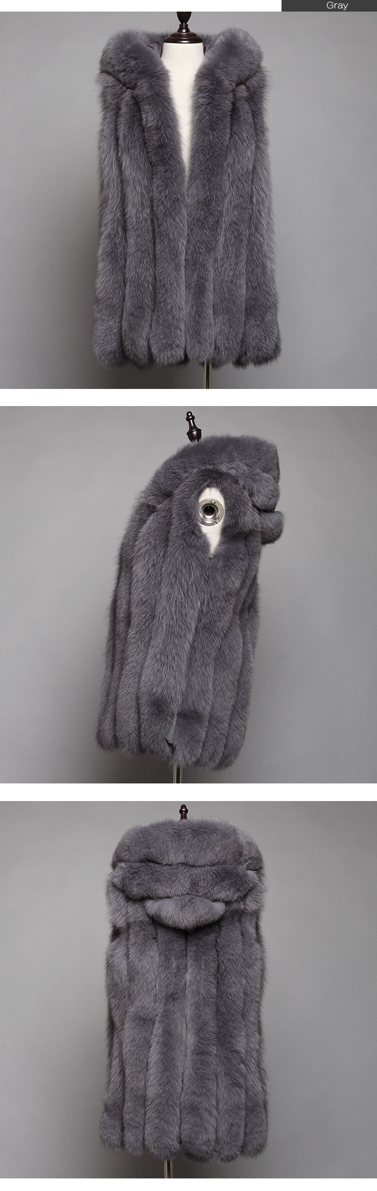 Women's Hooded Fox Fur Vest Waistcoat 15