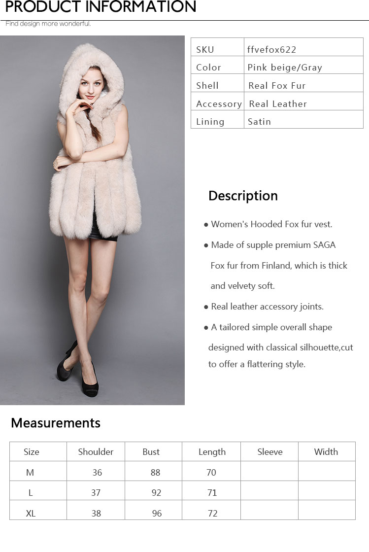 Women's Hooded Fox Fur Vest Waistcoat 03