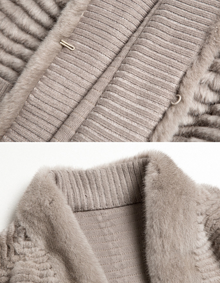 Mink Fur Woollen Knitted Cardigan 334-6