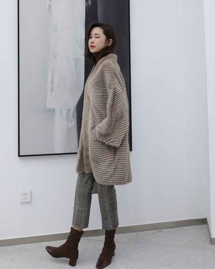 Mink Fur Woollen Knitted Cardigan 334-1