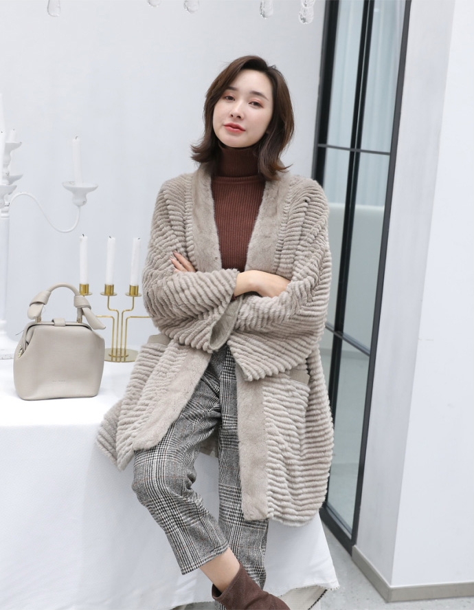 Mink Fur Woollen Knitted Cardigan 334-3