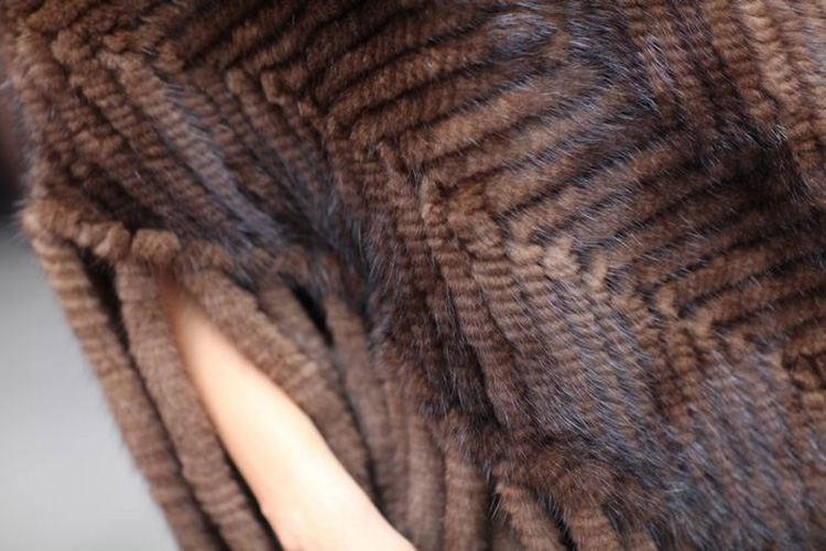 Hooded Mink Fur Knitted Cape Details 3