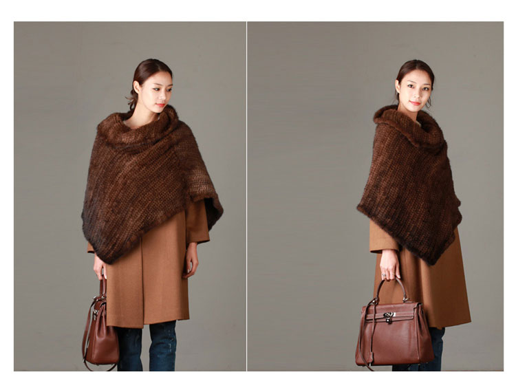 Knitted Mink Fur Poncho 843 Details 01