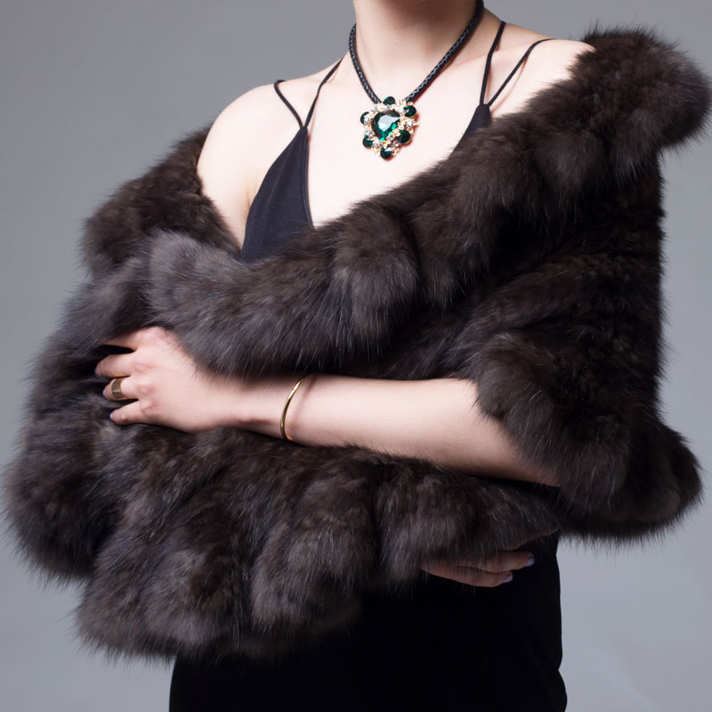 Knitted Sable Fur Cape 036 Details 1