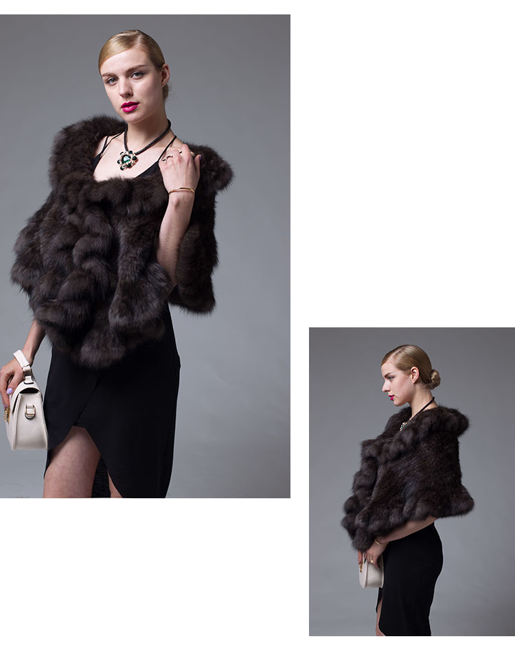 Knitted Sable Fur Cape 037 Details 3