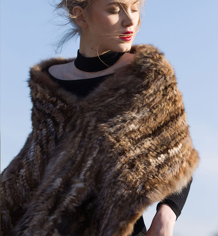 Knitted Sable Fur Shawl 067 Details 5