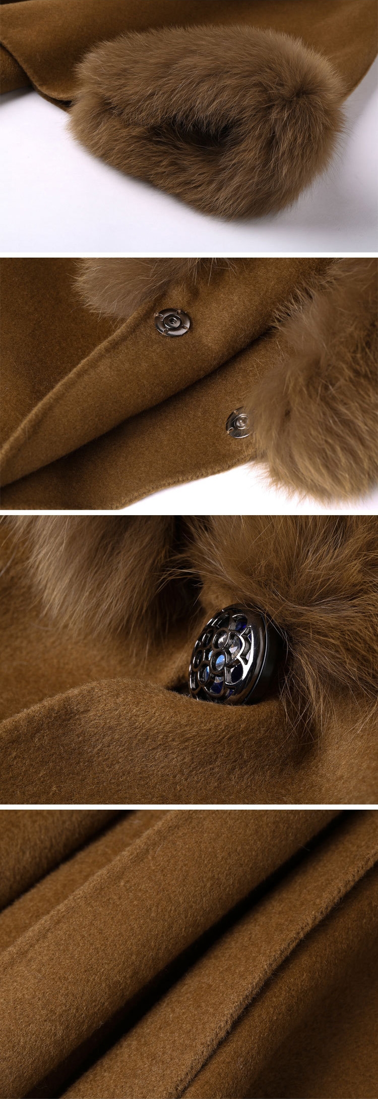 Cashmere Cape with Fox Fur Trim 827e-2
