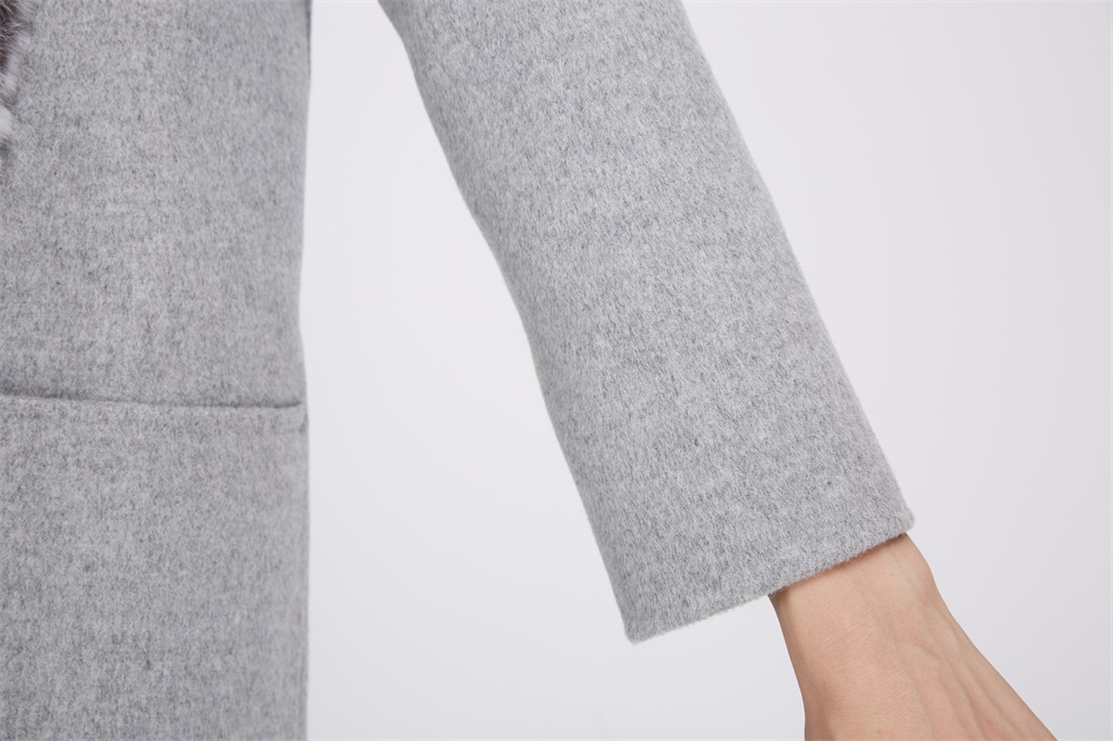Cashmere Cardigan Coat with Rex Rabbit Fur Trimming 231 Details 5