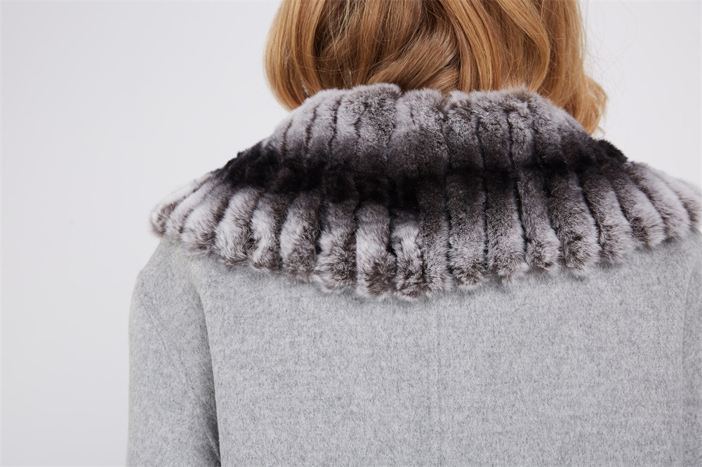 Cashmere Cardigan Coat with Rex Rabbit Fur Trimming 231 Details 2