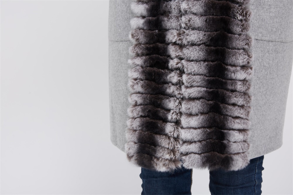 Cashmere Cardigan Coat with Rex Rabbit Fur Trimming 231 Details 4