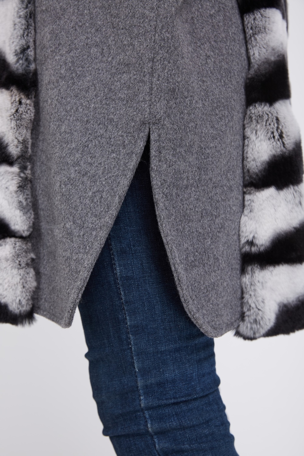 Cashmere Coat with Rex Rabbit Fur Trim 237 Details 5