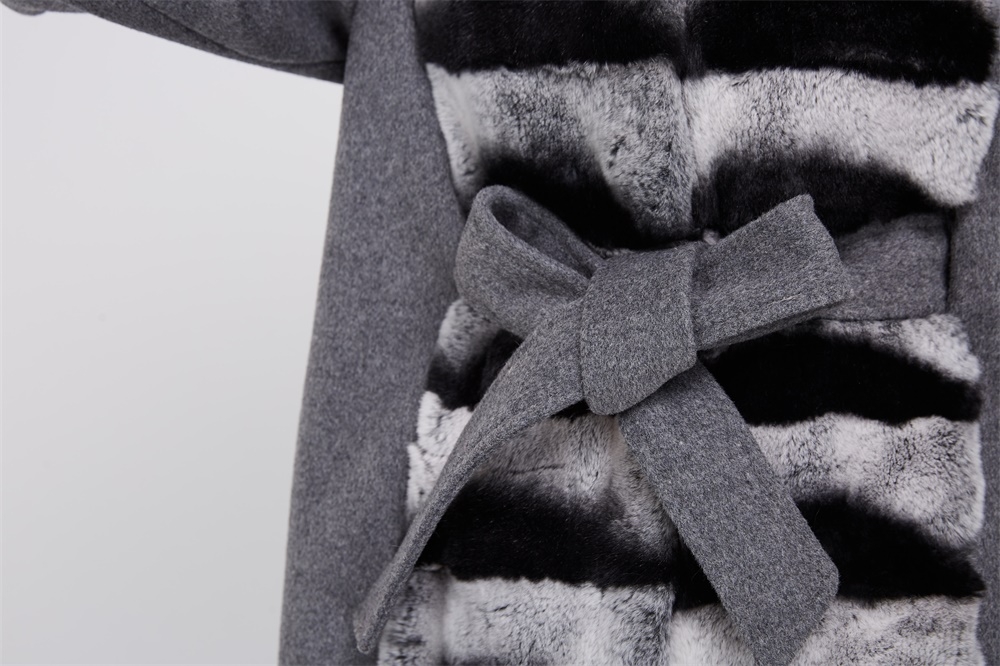 Cashmere Coat with Rex Rabbit Fur Trim 237 Details 3