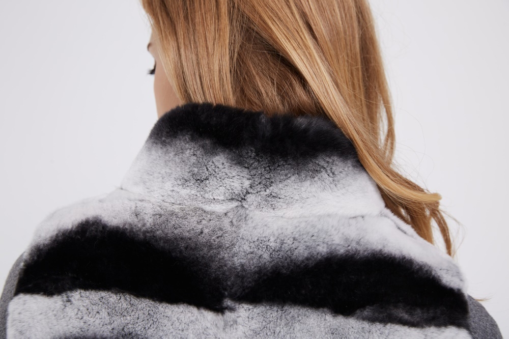 Cashmere Coat with Rex Rabbit Fur Trim 237 Details 2