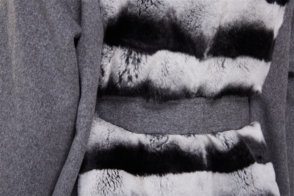 Cashmere Coat with Rex Rabbit Fur Trim 237 Details 4