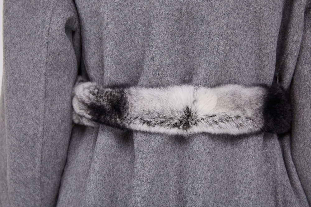 Cashmere Coat with Rex Rabbit Fur Trim 238 Details 2