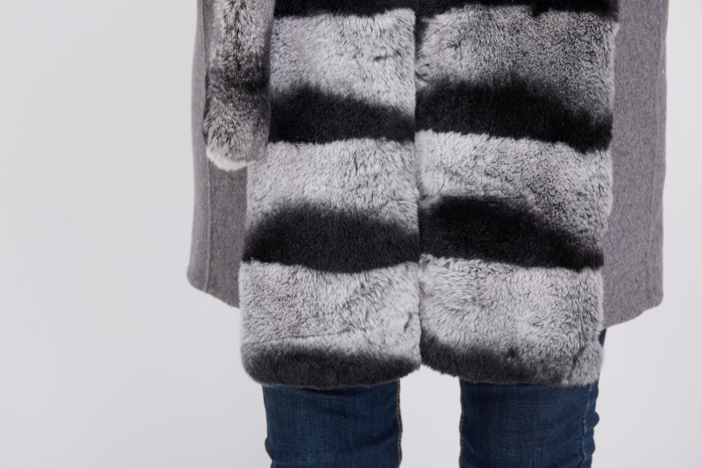 Cashmere Coat with Rex Rabbit Fur Trim 238 Details 5