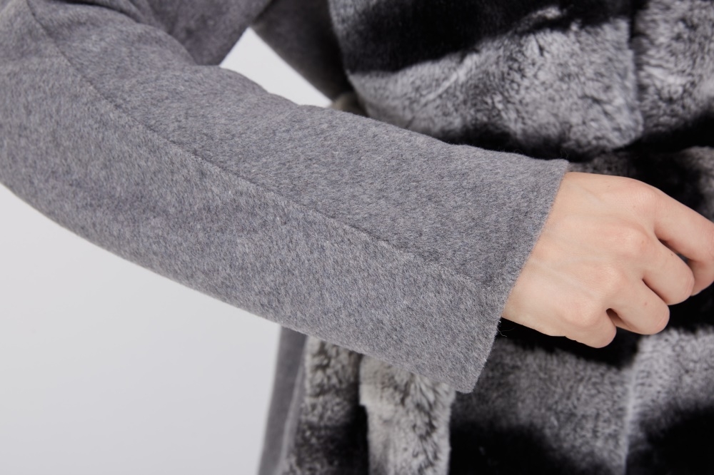 Cashmere Coat with Rex Rabbit Fur Trim 238 Details 4