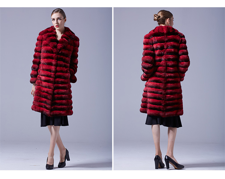 Chinchilla Fur Long Coat 048 Details 3