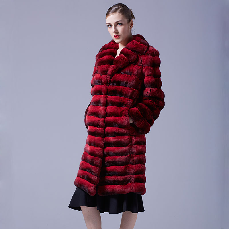 Chinchilla Fur Long Coat 048 Details 4