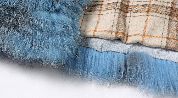 Shadow Blue Frost Fox Fur Hooded Coat in Two-Tone 0021-6