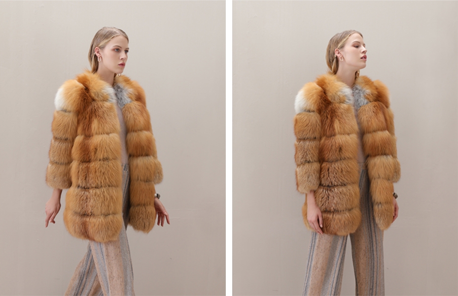 Red Fox Fur Coat in Natural Golden 0026-3