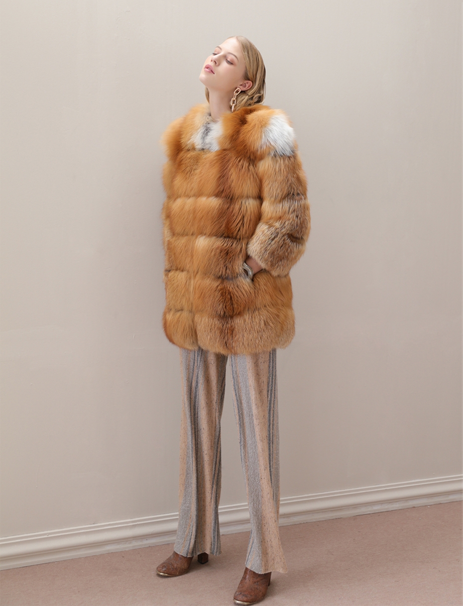 Red Fox Fur Coat in Natural Golden 0026-6