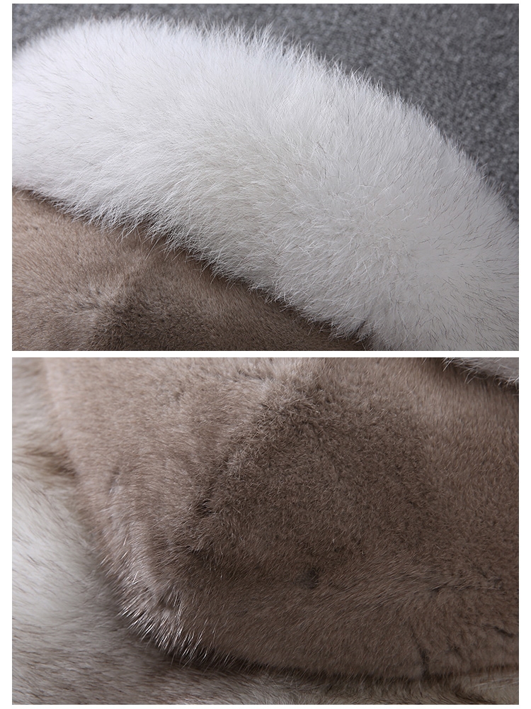 Hooded Fox Fur Coat with Mink Fur Sleeves 0067-8