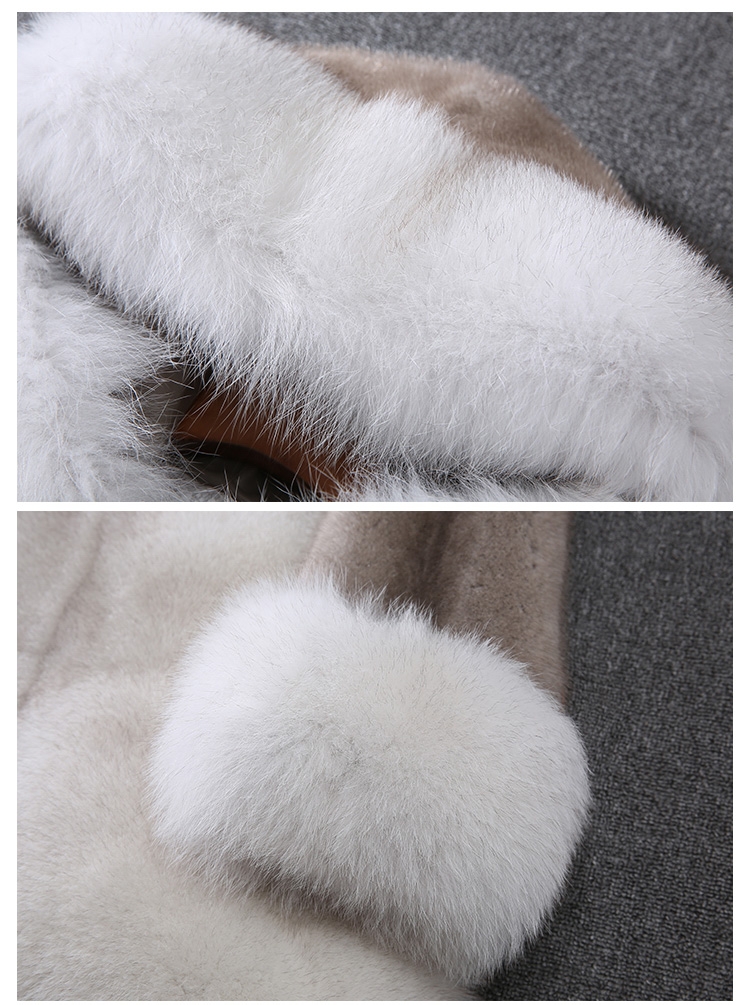 Hooded Fox Fur Coat with Mink Fur Sleeves 0067-7