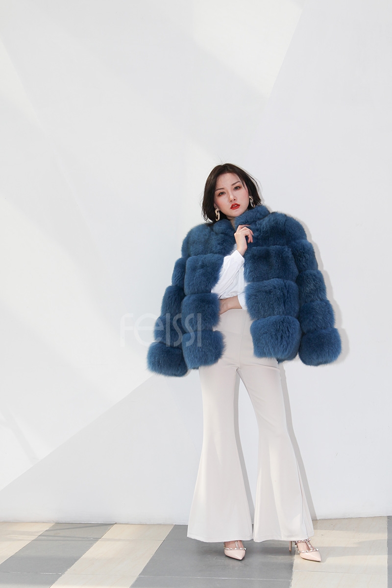 Blue Fox Fur Coat 0105-5