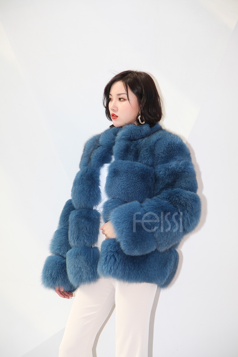 Blue Fox Fur Coat 0105-2