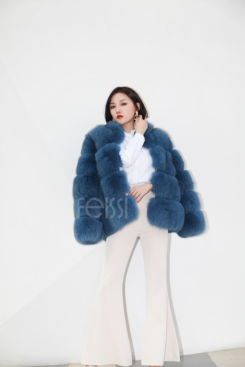 Blue Fox Fur Coat 0105-17