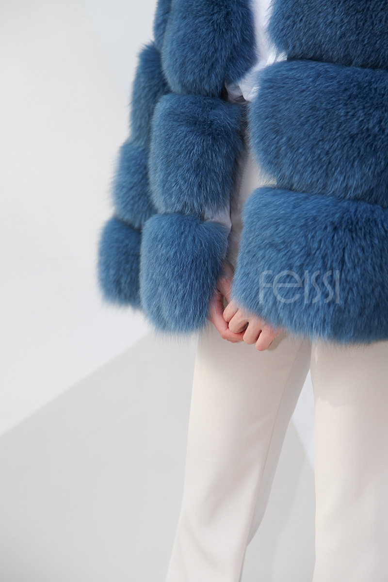 Blue Fox Fur Coat 0105-19