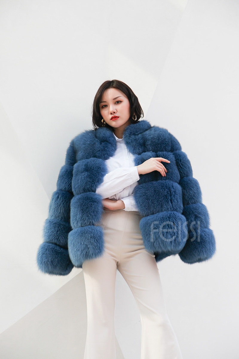 Blue Fox Fur Coat 0105-15