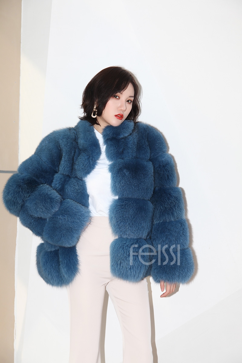 Blue Fox Fur Coat 0105-3